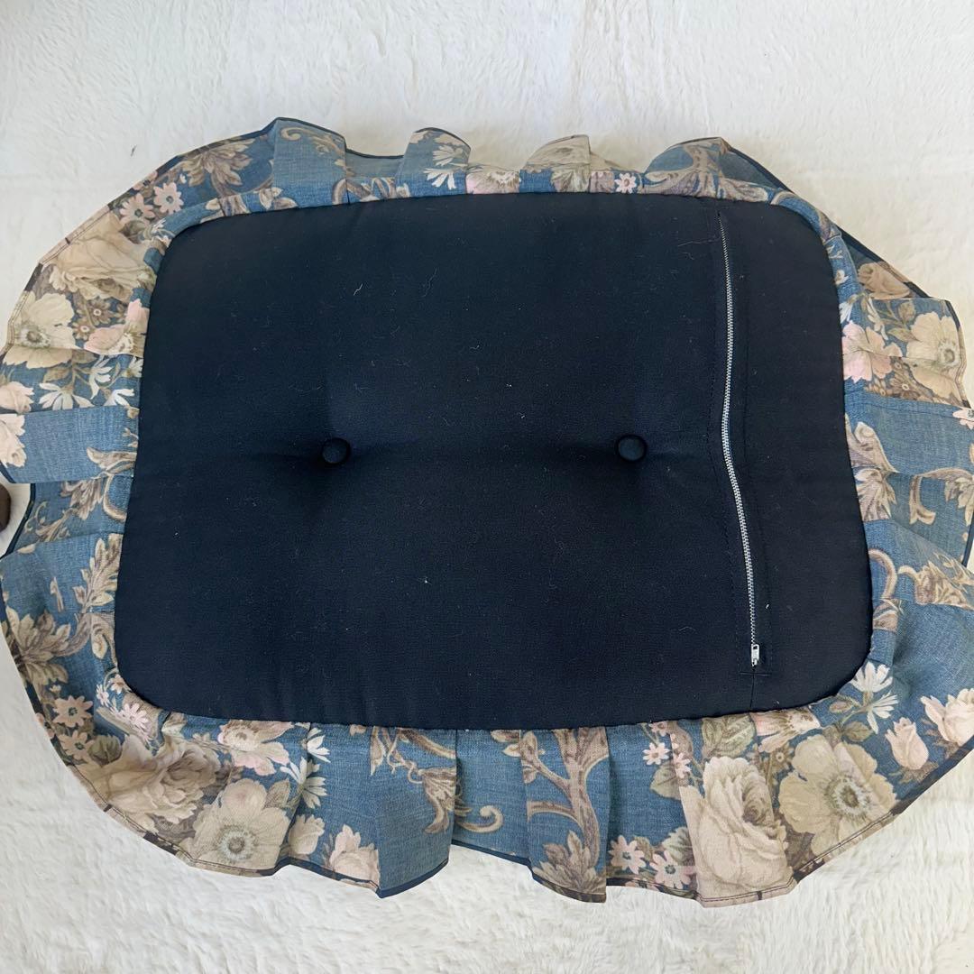 飛騨産業 ネイビー フラワーパターン オットマン