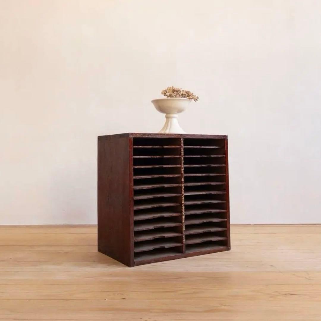 書類棚　レターケース　収納棚　木製　高さ50㎝　古道具　古家具　アンティーク