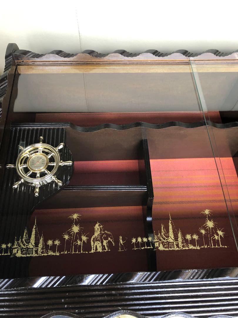 リビングボード　レトロ キャビネット　ガラス戸 アンティーク家具