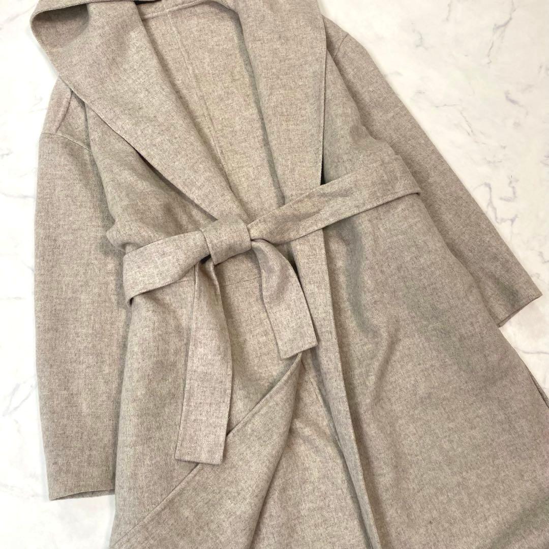 ROPEロペ 近年モデル ウールリバーフーデットガウンコートロング ベージュ36