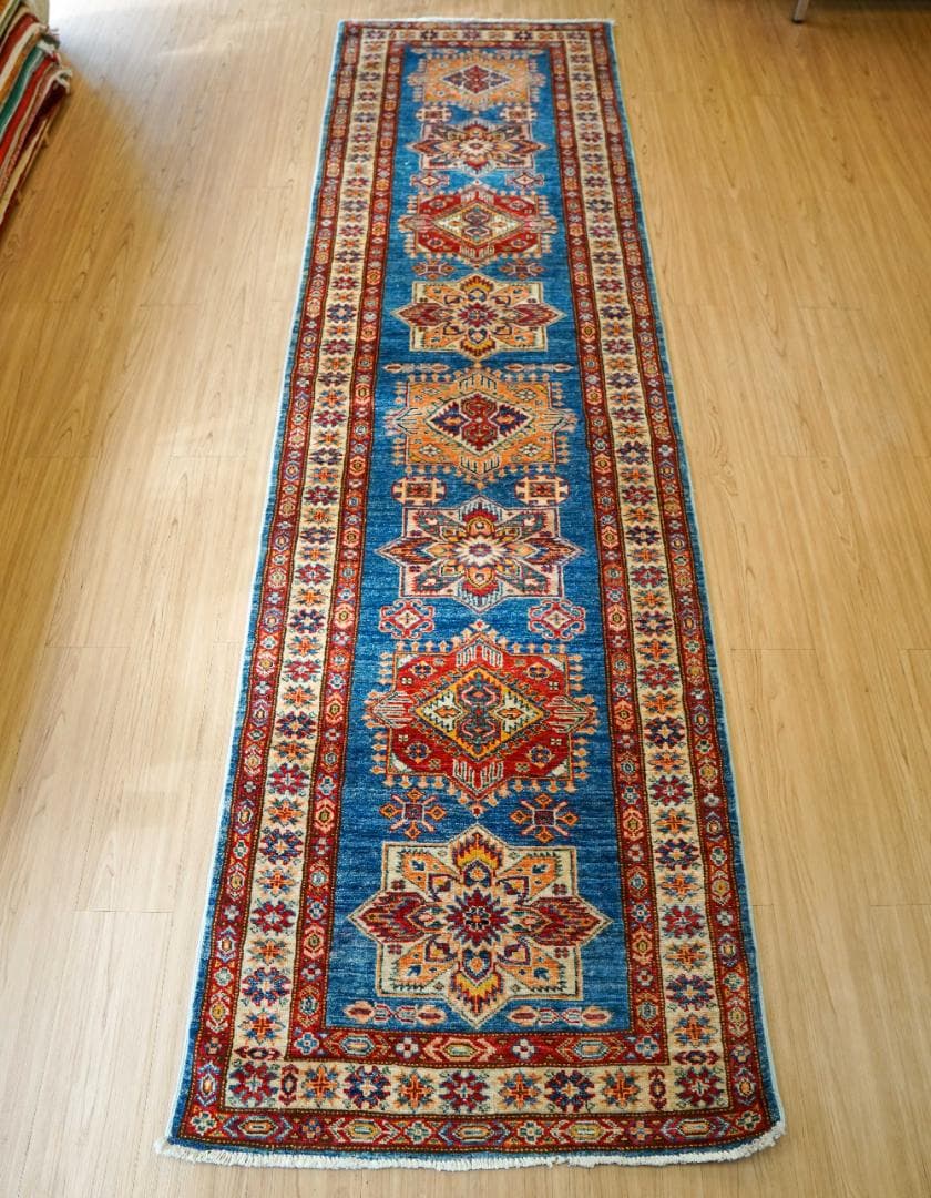 アフガニスタン手織りガズニウールラグ 　ペルシャ ランナー　299×82cm