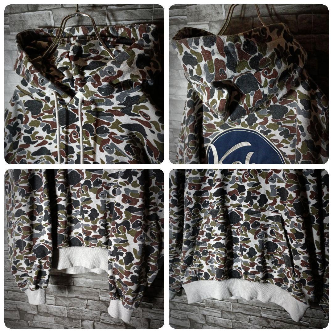 でかい 厚い 重い！ケボズオーバーサイズパーカー カモ柄 バック刺繍ロゴ