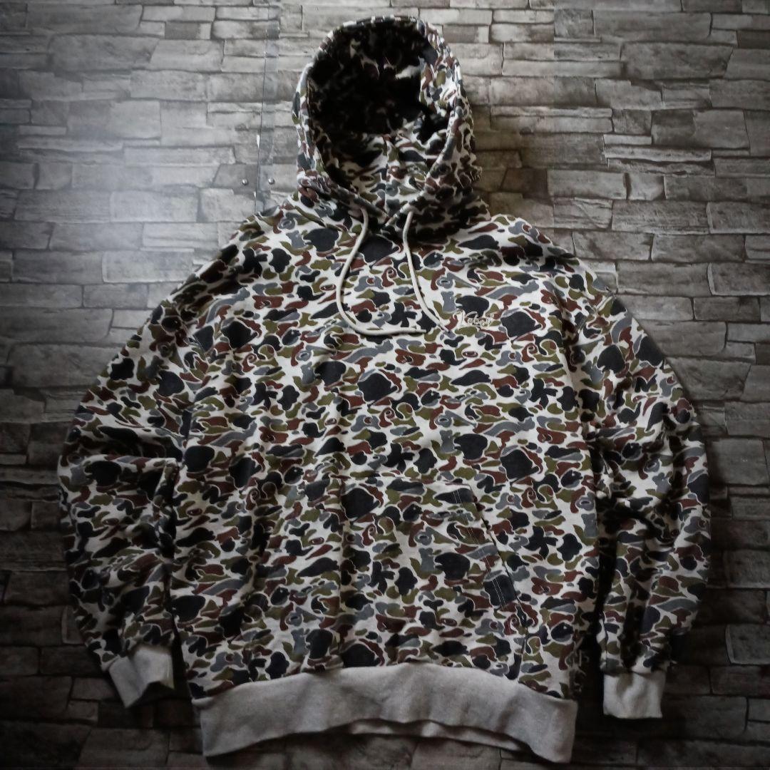 でかい 厚い 重い！ケボズオーバーサイズパーカー カモ柄 バック刺繍ロゴ