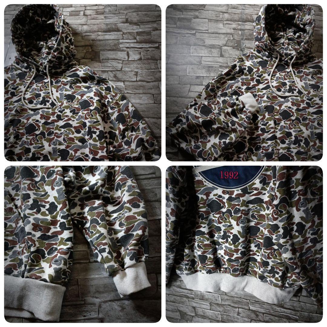 でかい 厚い 重い！ケボズオーバーサイズパーカー カモ柄 バック刺繍ロゴ