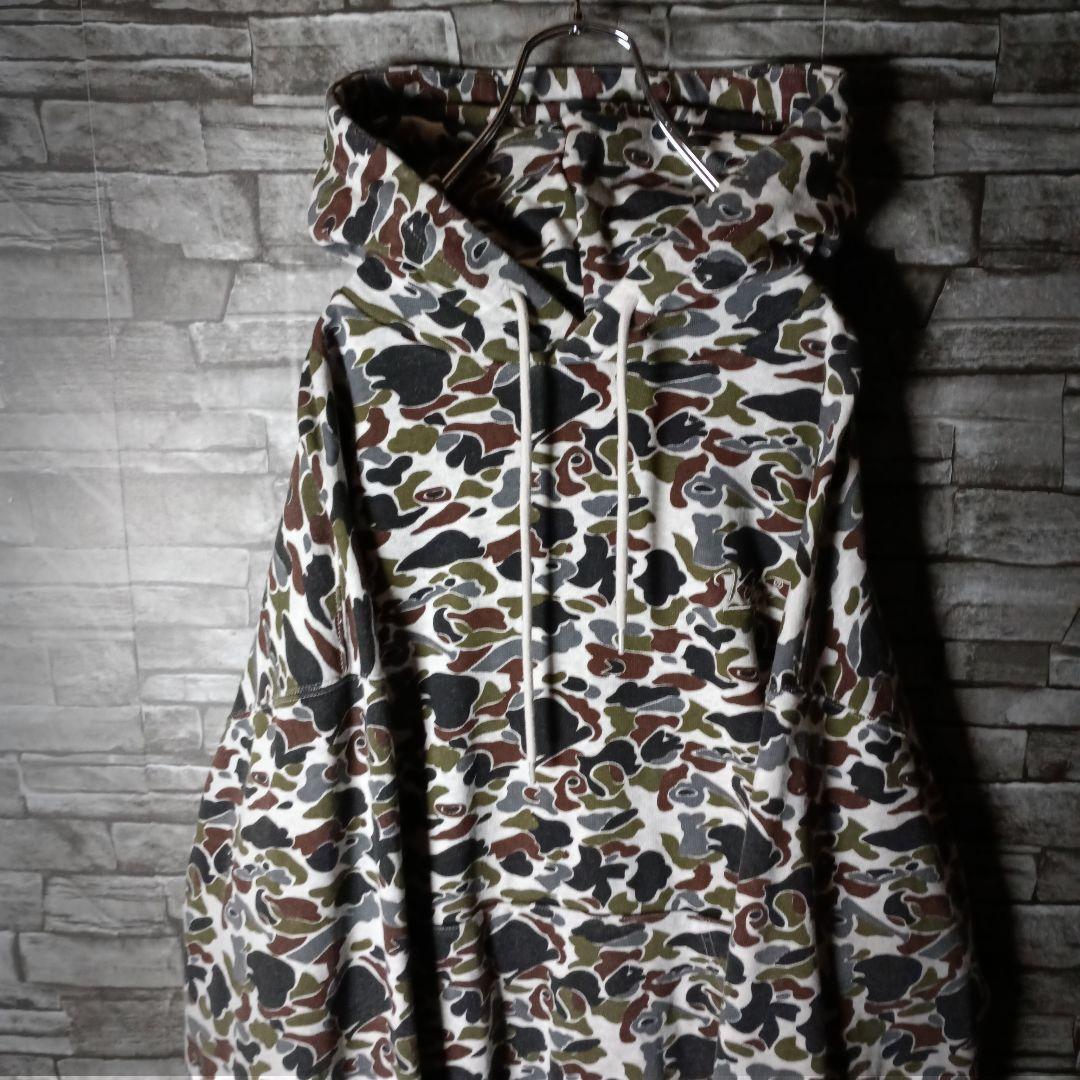 でかい 厚い 重い！ケボズオーバーサイズパーカー カモ柄 バック刺繍ロゴ