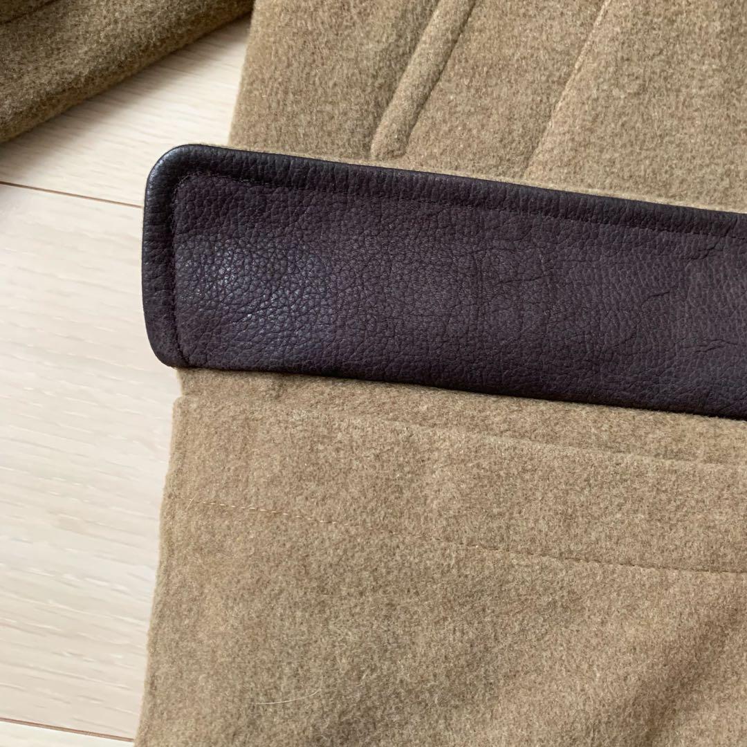 美品　LONGHI ウール　カシミヤ　ハーフコート　イタリア製　レザー　48
