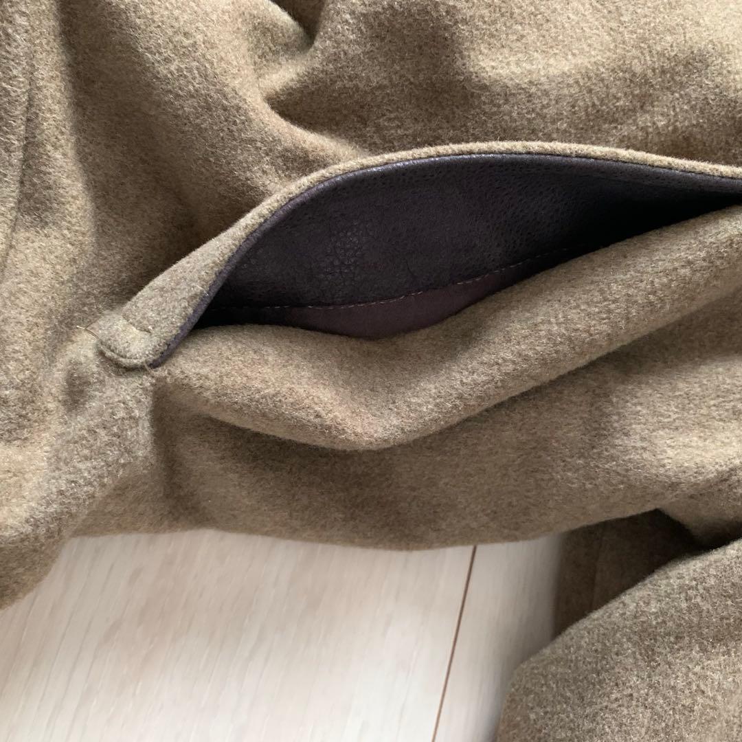 美品　LONGHI ウール　カシミヤ　ハーフコート　イタリア製　レザー　48
