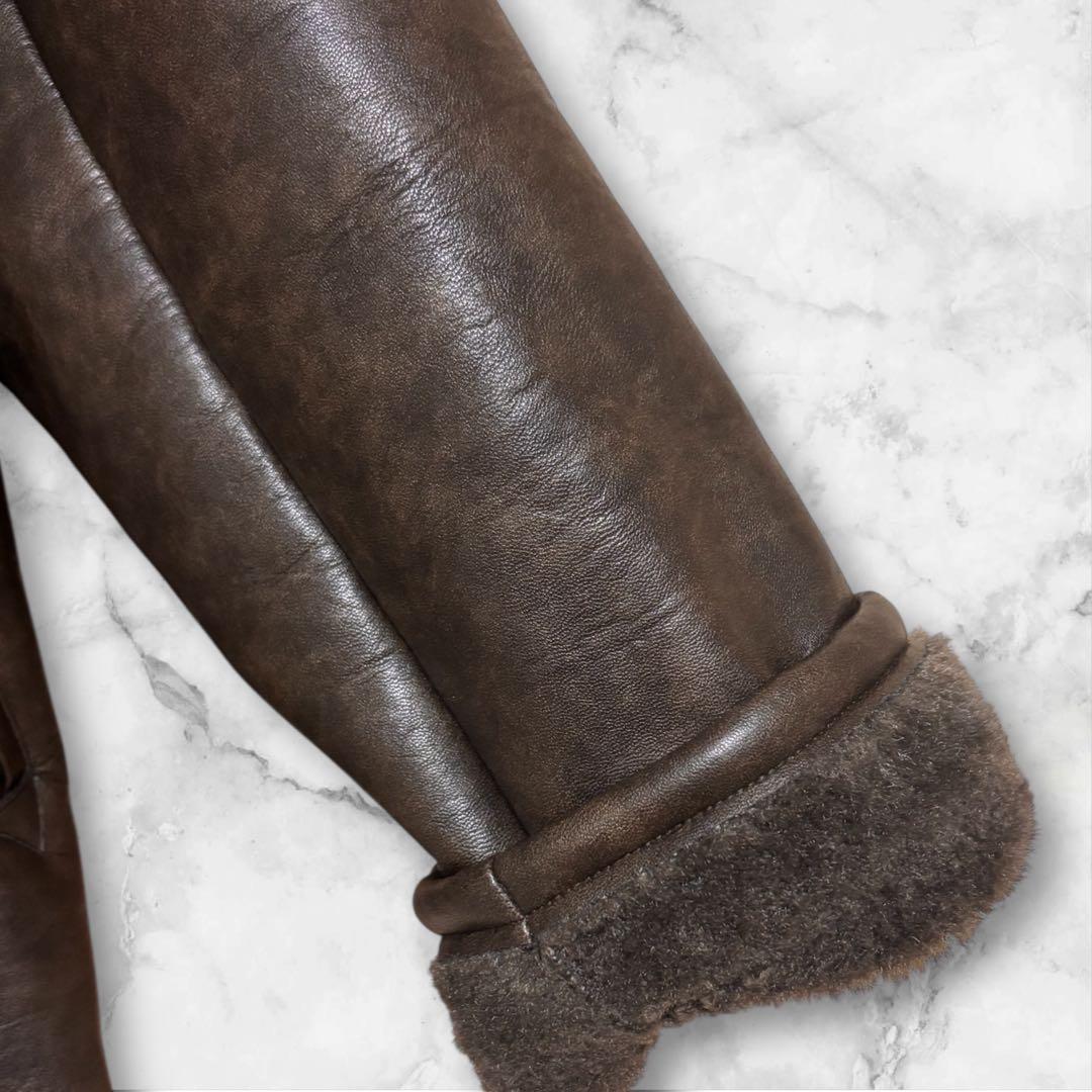 美品☆ジャーナルスタンダード フェイクレザーボアブルゾン ブラウン ダブルジップ