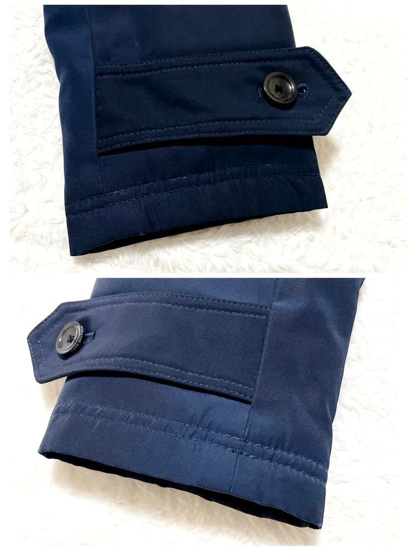 ナノ・ユニバース×西川ダウン　ステンカラーコート　ネイビー