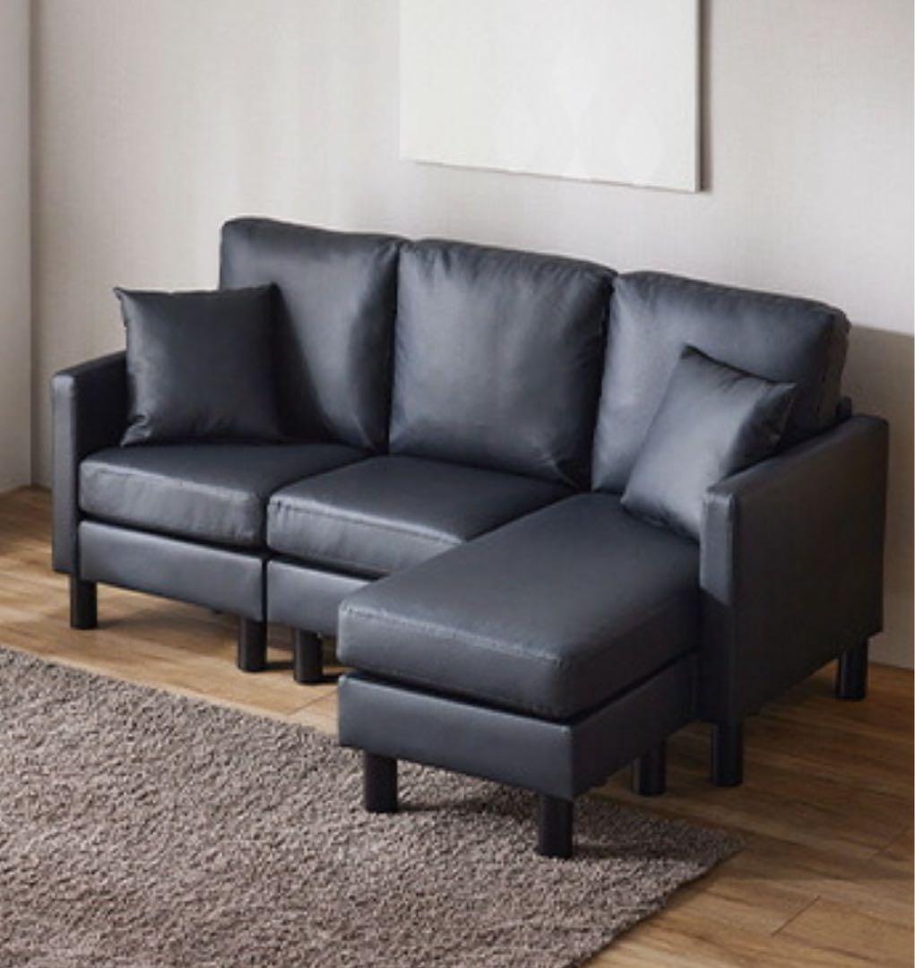 ソファ　ソファー　リビングソファ　L字ソファ　フロアソファ　ブラック