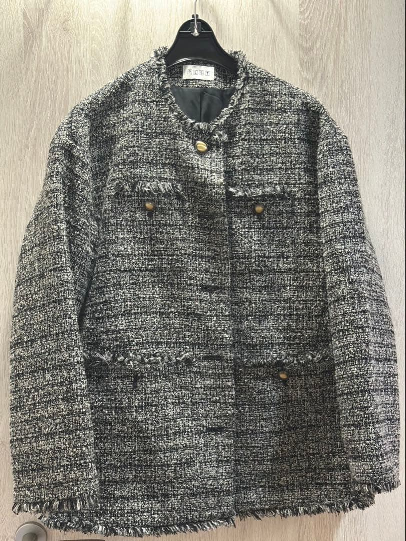 PLST ツイードジャケット ブラック・ホワイト