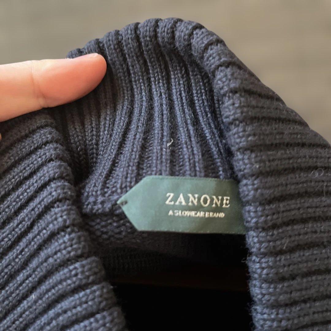 ザノーネ　スタンドカラー　ダークネイビー　カーディガン