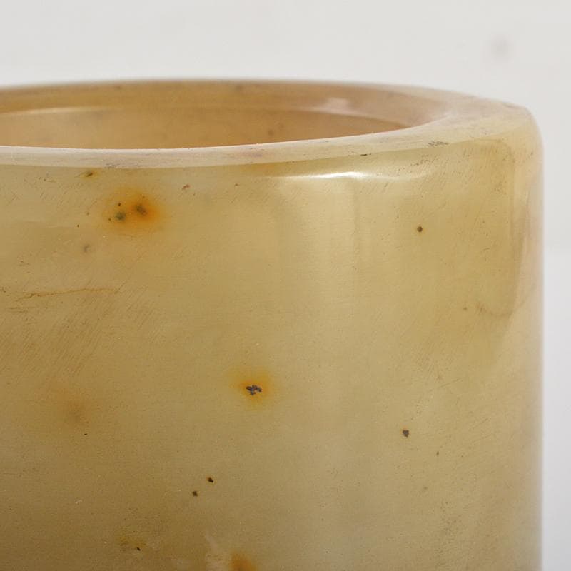 天馬　中国　玉石彫刻　玉器　筆筒　時代箱付　V　R6991