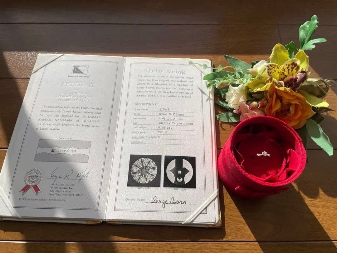 美品ラザールダイヤモンド PT900 0.25脇石0.08 VVS2 D 12号