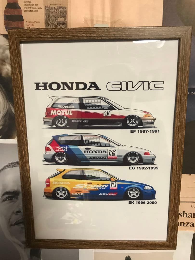 ひさチャン　ホンダシビック 歴代モデル ポスターA2 額なし