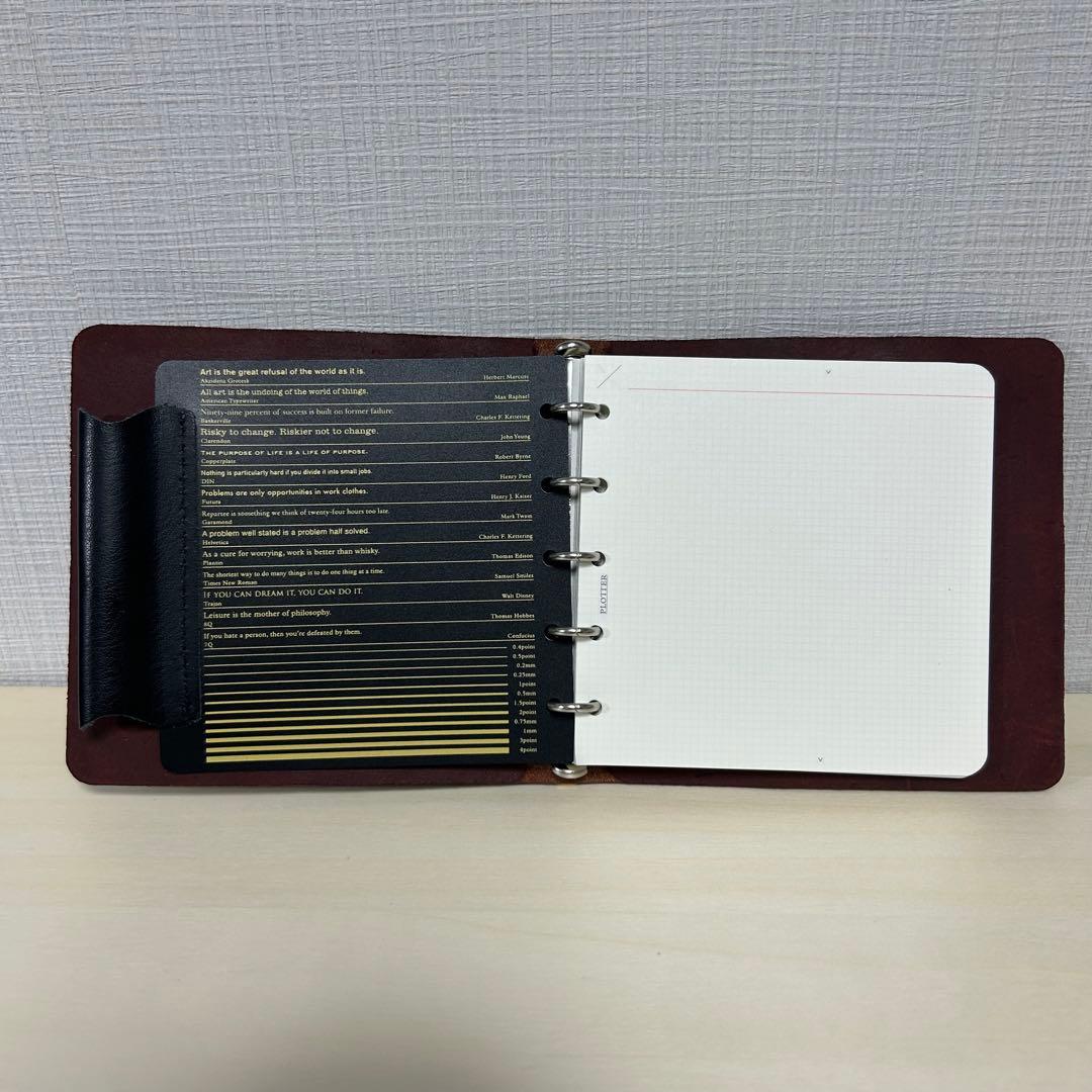 日本製 plotter ミニ5スクエアサイズ（5穴） ワイン リフィルセット