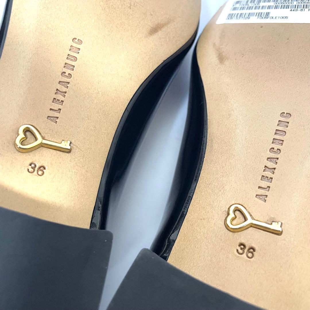 新品　アレクサチャン　ポインテッドトゥ　エナメル　メリージェーン　黒　ブラック