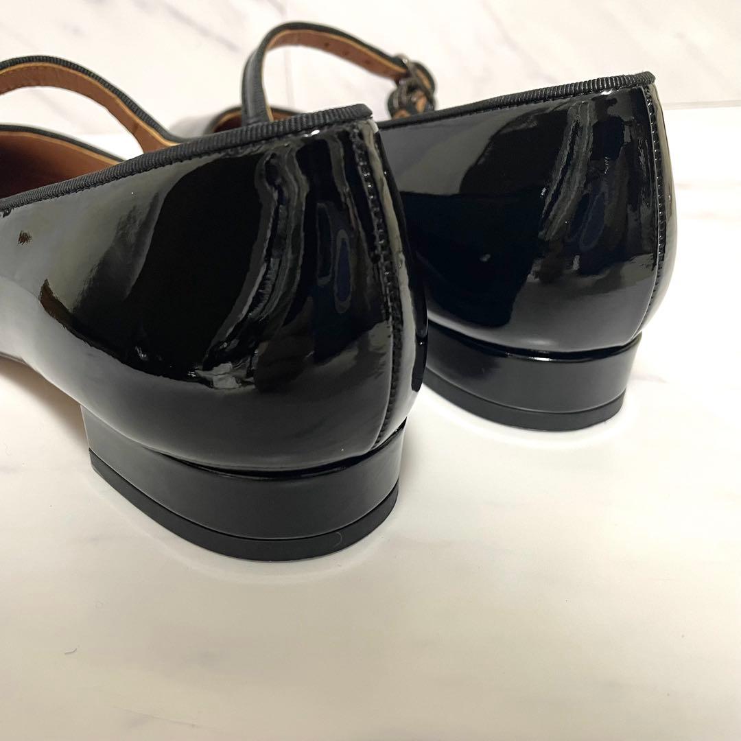 新品　アレクサチャン　ポインテッドトゥ　エナメル　メリージェーン　黒　ブラック