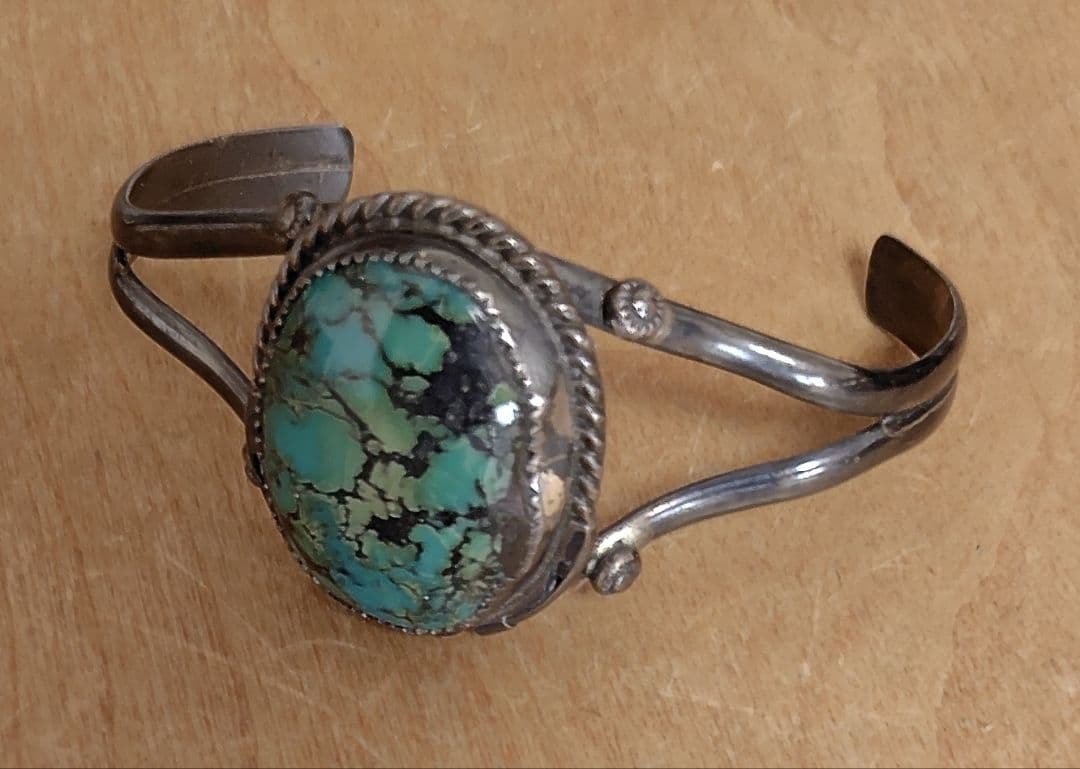 グリーンターコイズ　シルバーバングル