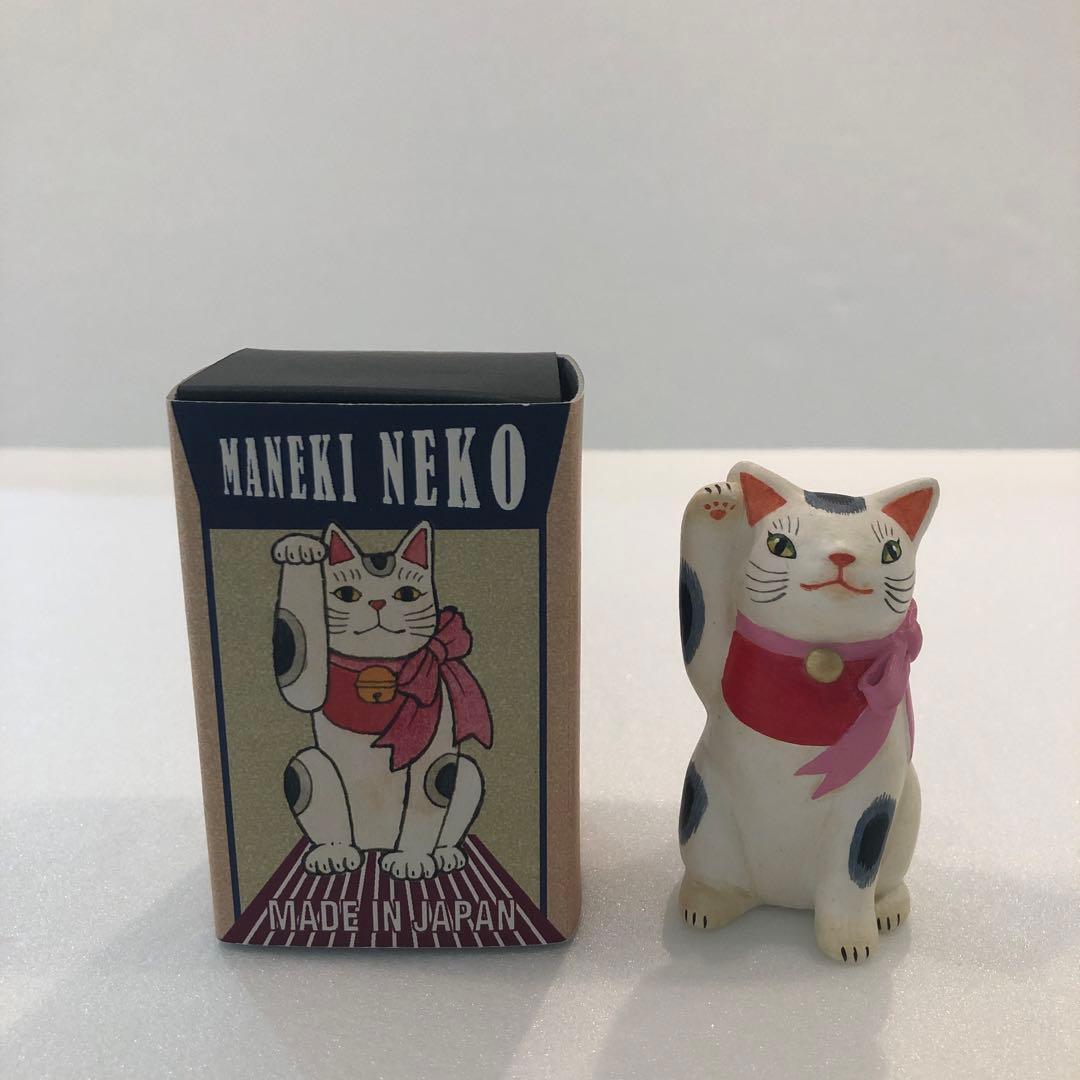 【新品】天野千恵美 招き猫 CATBOX 海猫堂 置物 リボン H7cm