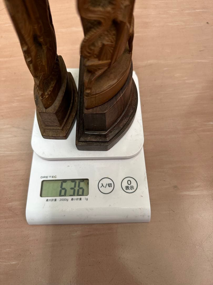 木彫り　インド　白檀　弁財天 彫刻　美術品　仏像　636g