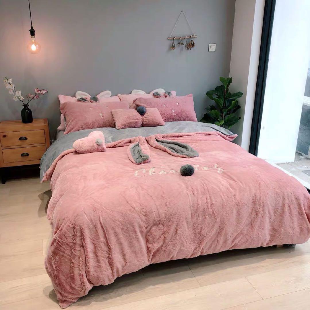 うさぎ耳付きフリースカバーセット セミダブル