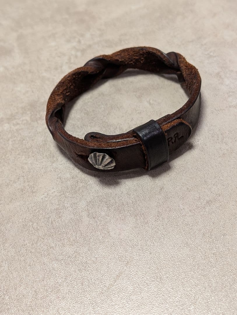 RRL ブレーデッド レザー ブレスレット コンチョボタン イタリアンレザー