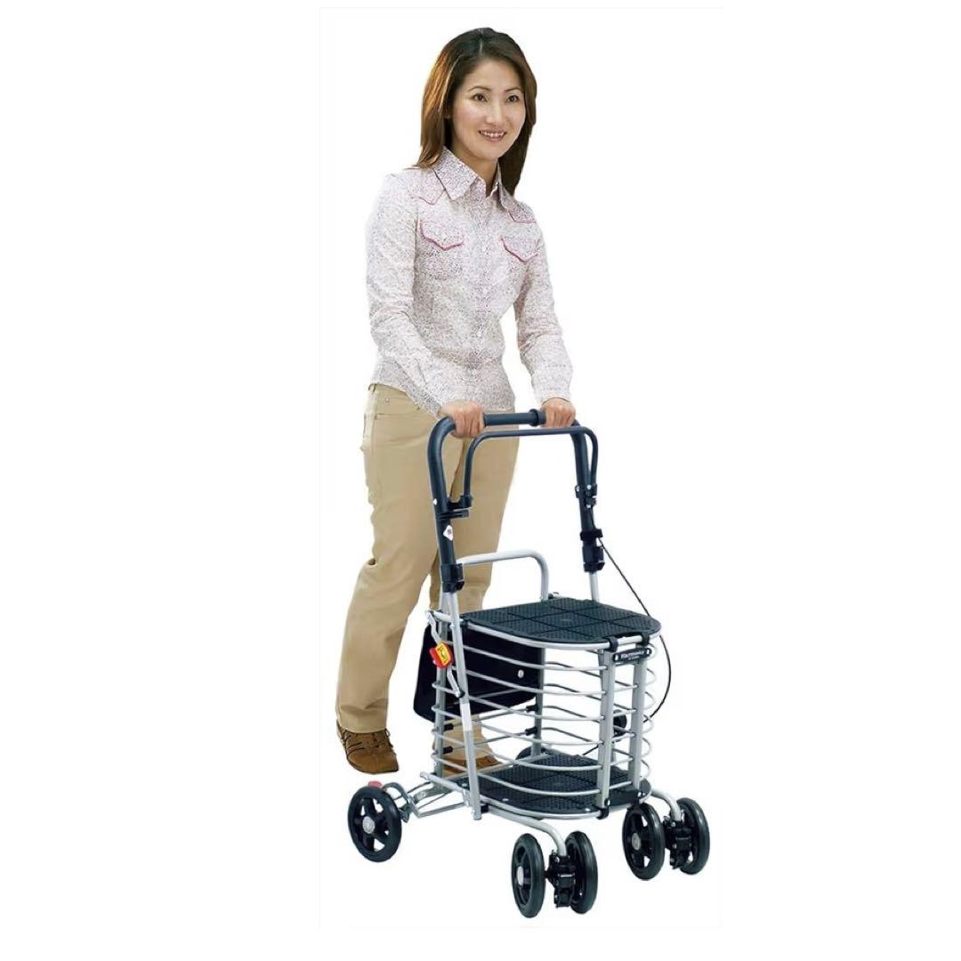 【良品】島製作所 シルバーカー ハーモニーAL 折りたたみ 座面付き 歩行カート