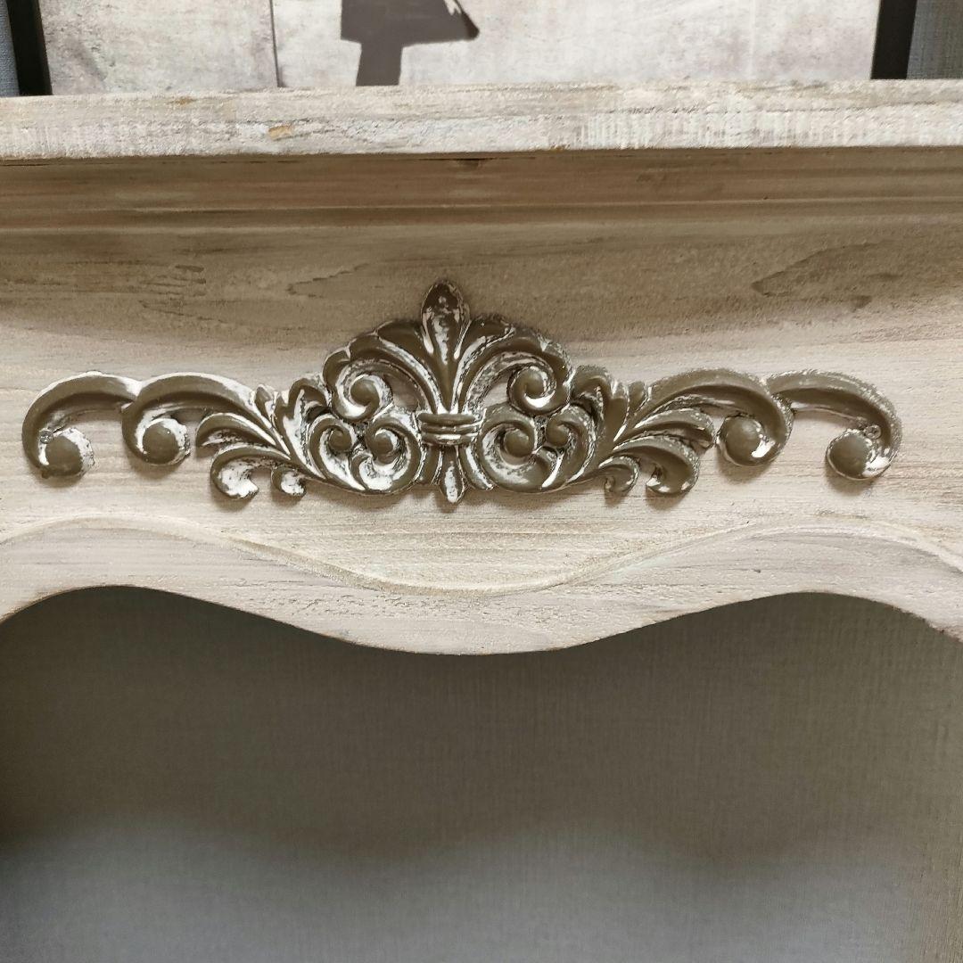 アンティーク調シャビー マントルピース 装飾棚 シャビーグレー