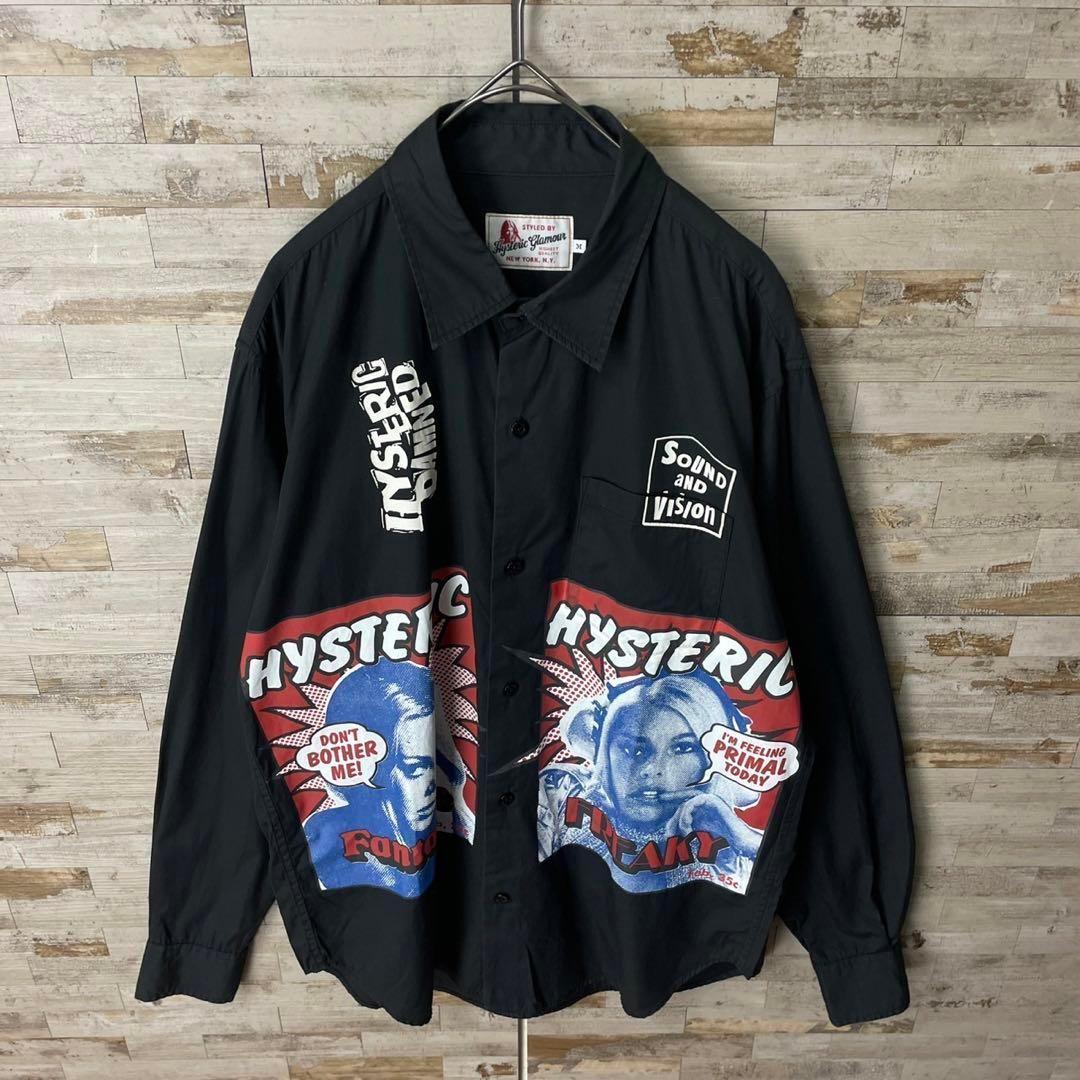 2811U【美品】ヒステリックグラマー☆ヒスガール 複数ロゴ 長袖シャツ