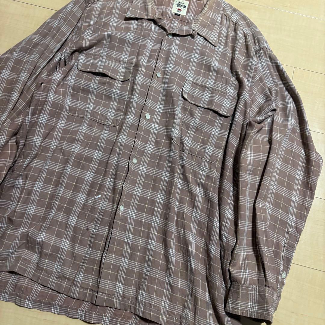 90s OLD STUSSY オープンカラー シャツ 白タグ
