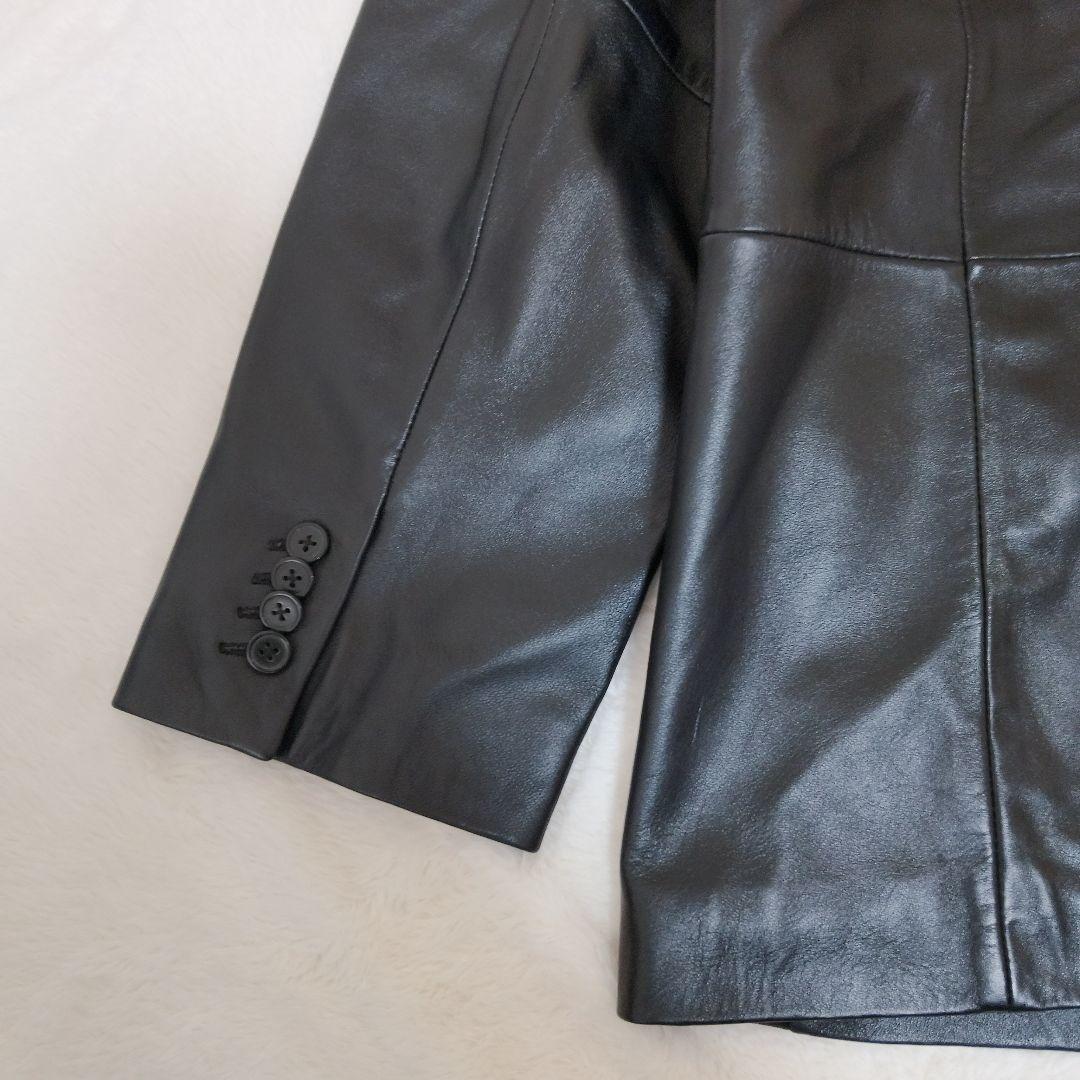 【極美品】LIUGOO TOKYO　ラムレザーテーラードジャケット　黒　3L