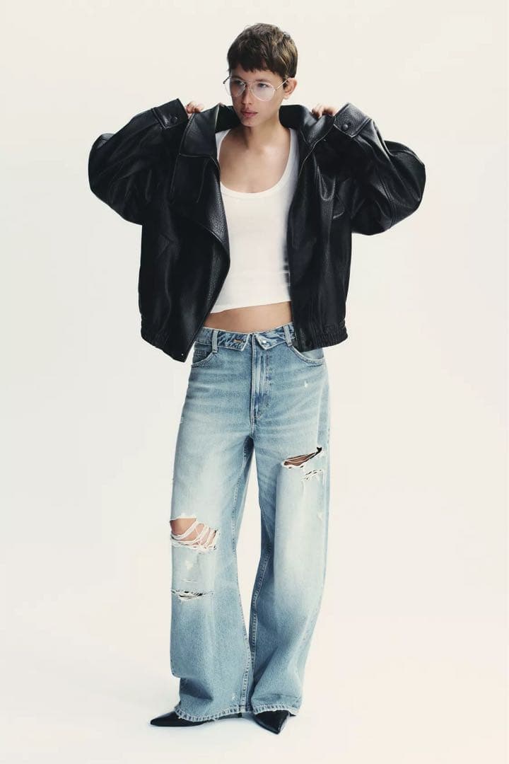 【新品】ZARA フェイクレザージャケット 黒 XS 完売品