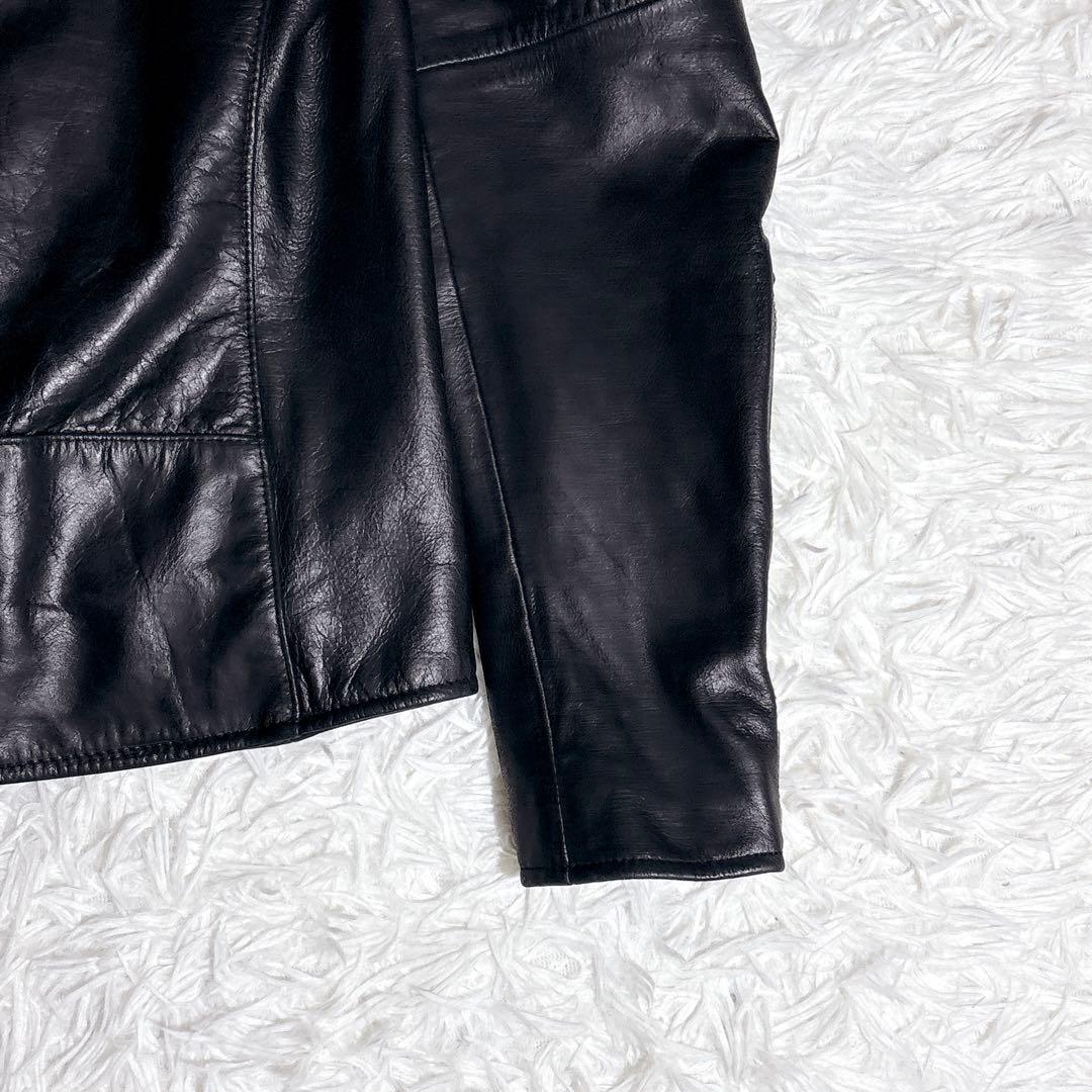 【美品】EDIFICE シングルライダース レザージャケット Lブラック 本革