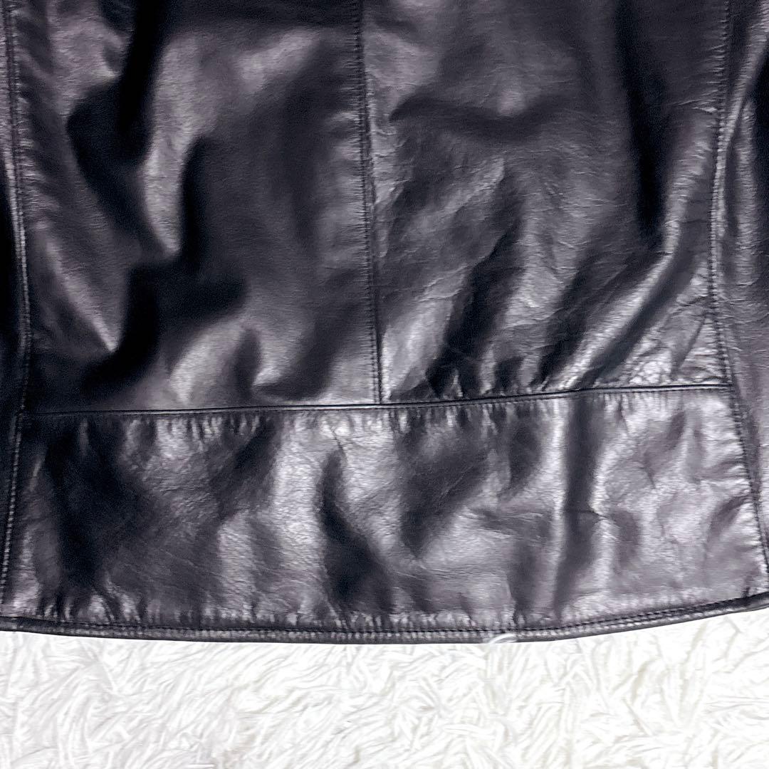 【美品】EDIFICE シングルライダース レザージャケット Lブラック 本革