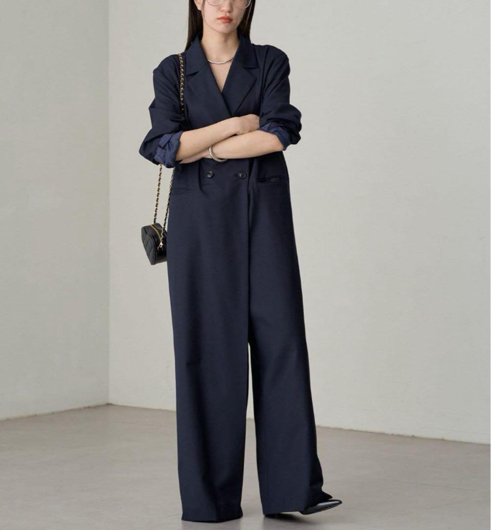 Loungedress ダブルジャケットオールインワン ネイビー ラウンジドレス