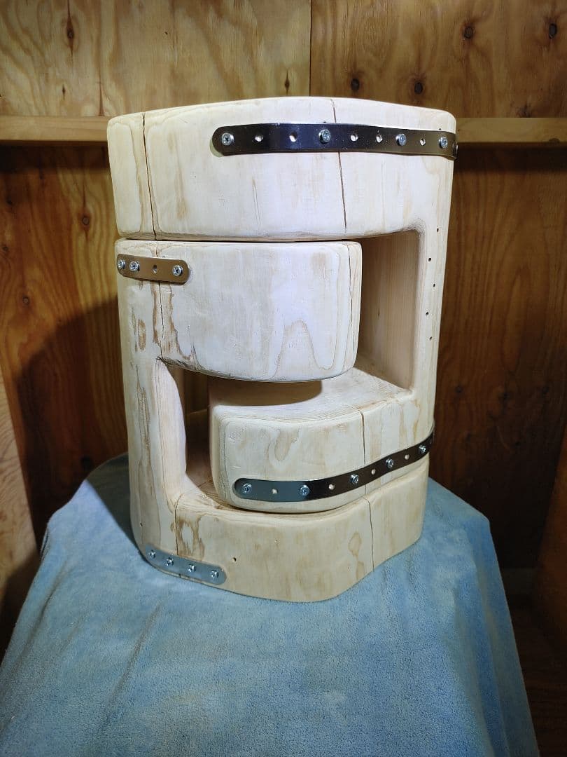 丸太 ひのき ふたご組合せハイテーブル椅子 スツール テーブル 高さ約43㎝