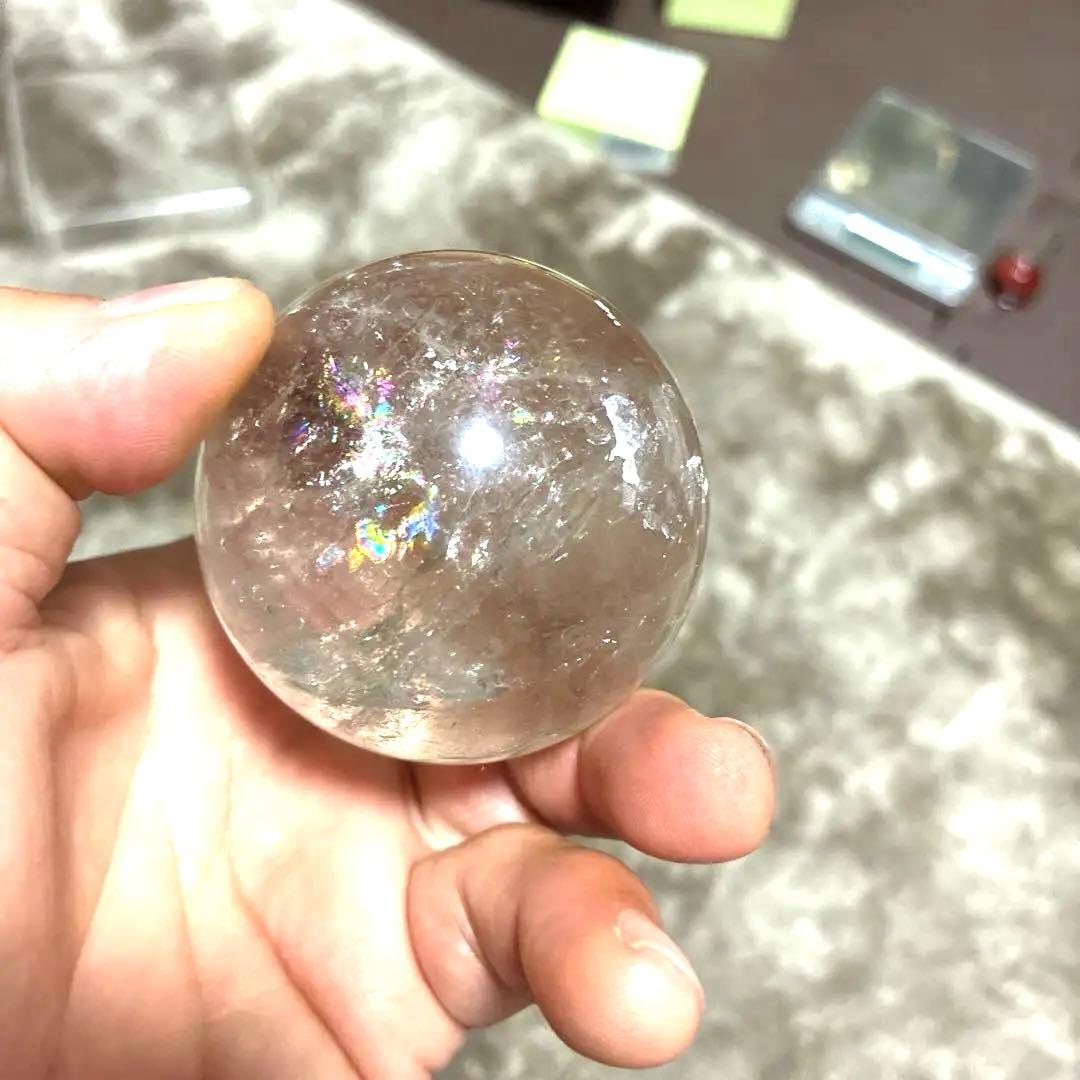 超希少✨虹入り大玉レムリアンシードスモーキー285g　スフィア　丸玉