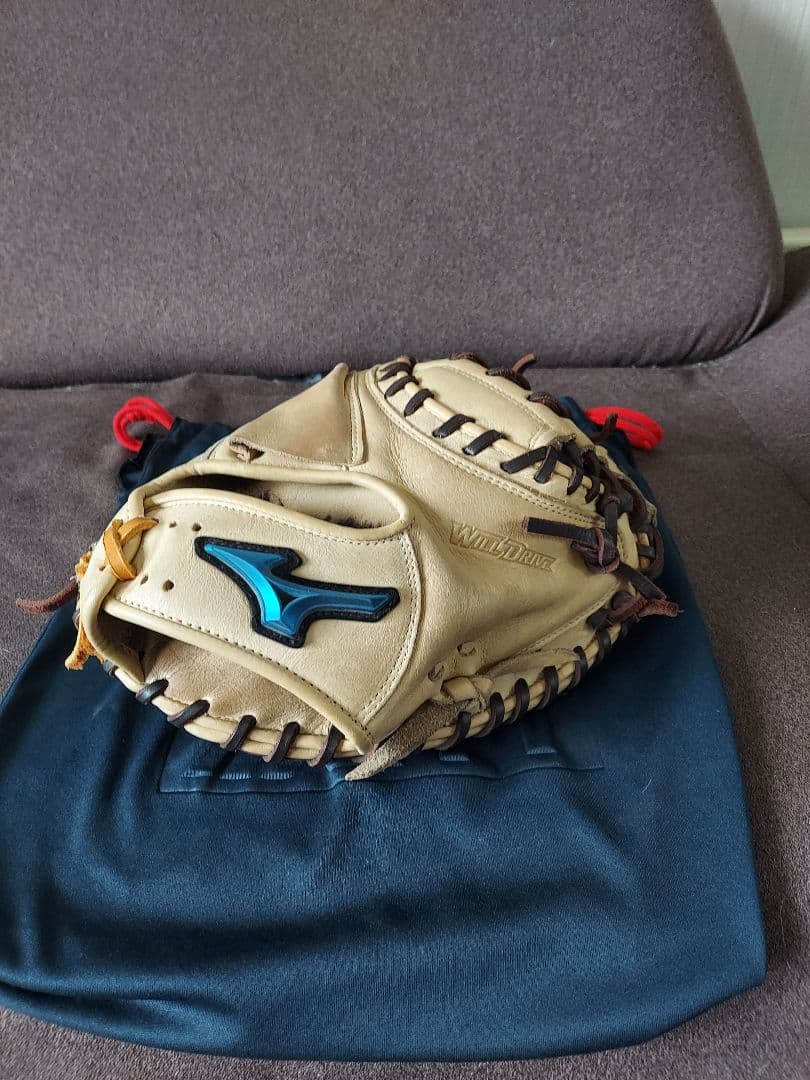 Mizuno WAVE 軟式グローブ ベージュ 収納袋付き