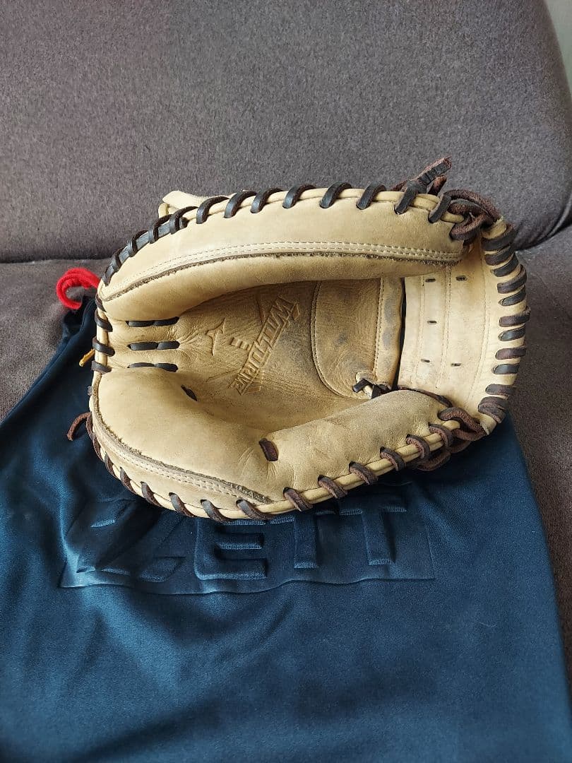 Mizuno WAVE 軟式グローブ ベージュ 収納袋付き