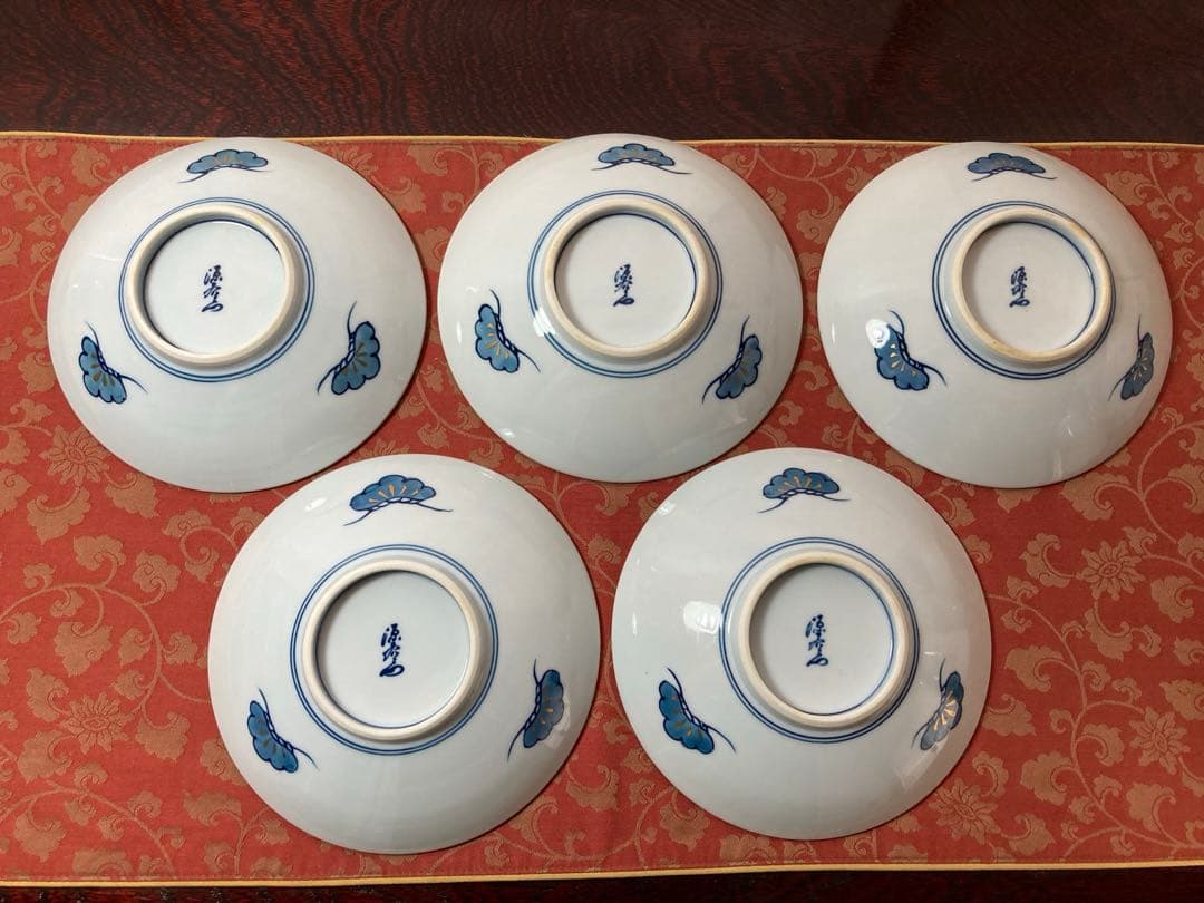 源右衛門　染錦松銘々皿　5枚セット