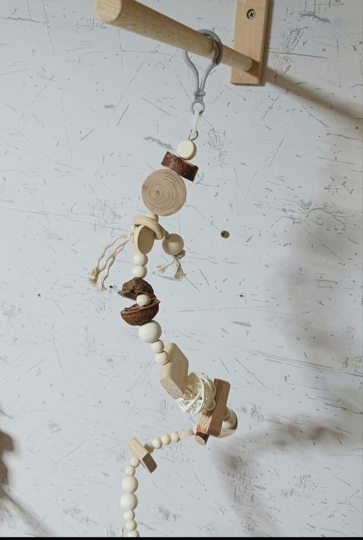 42　ロング　自然素材　ウッドクライミング(小)　インコ　ガジガジバードトイ