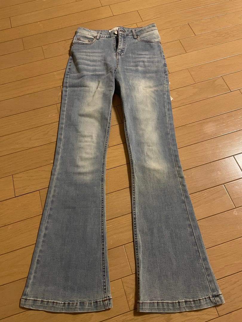 パンツ andmary Lacey ribbon denim