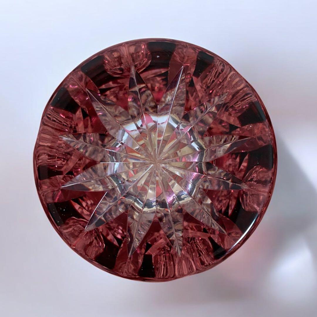 江戸切子 赤花瓶 星型 外箱付 クリスタルガラス 花器　東京都指定 伝統工芸品