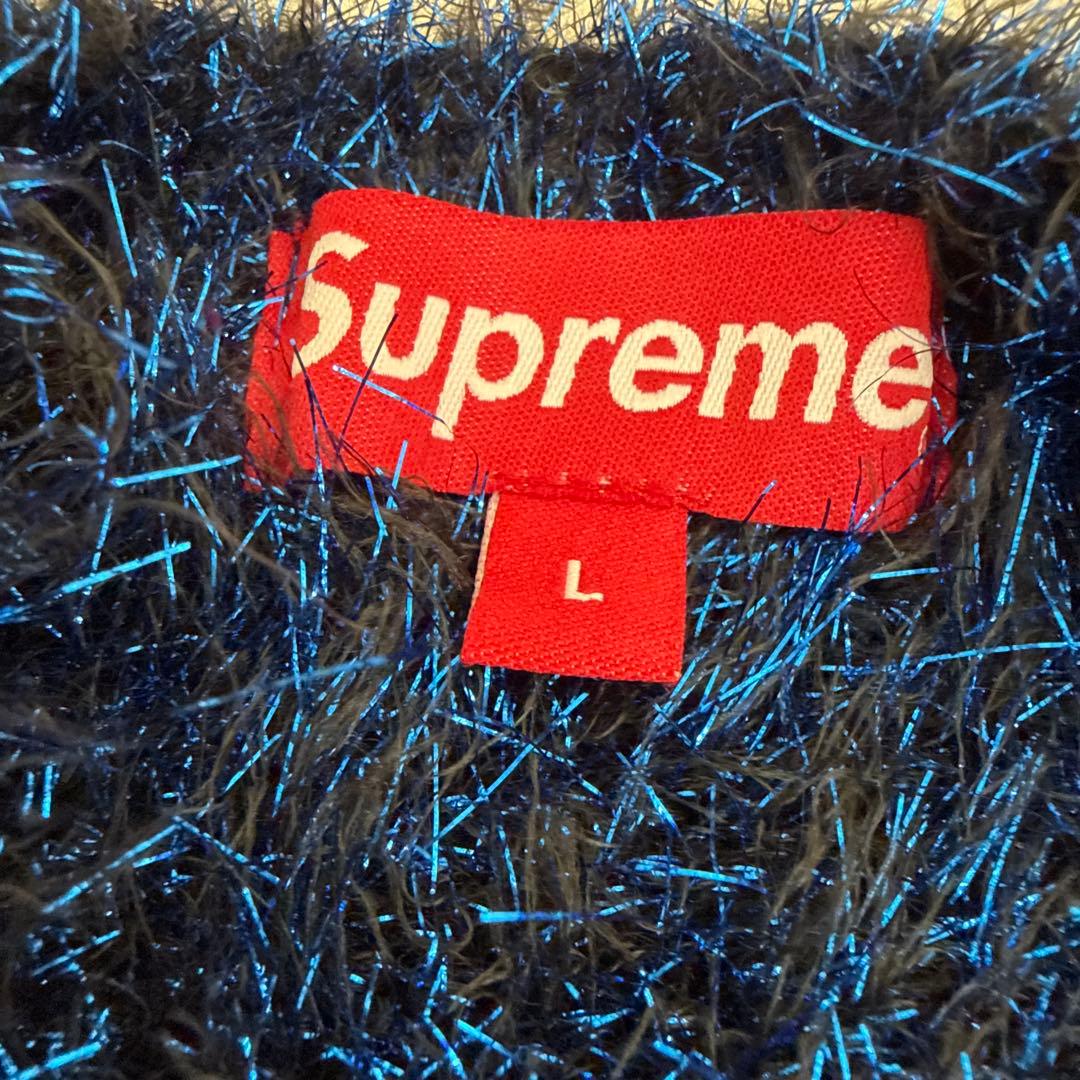 Supreme sparkle cardigan L 青/黒