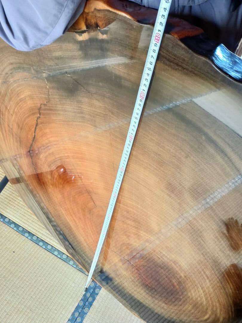 【札幌近郊配達可】座卓 円卓 ローテーブル 紅紫檀 輪切り 【引取歓迎】