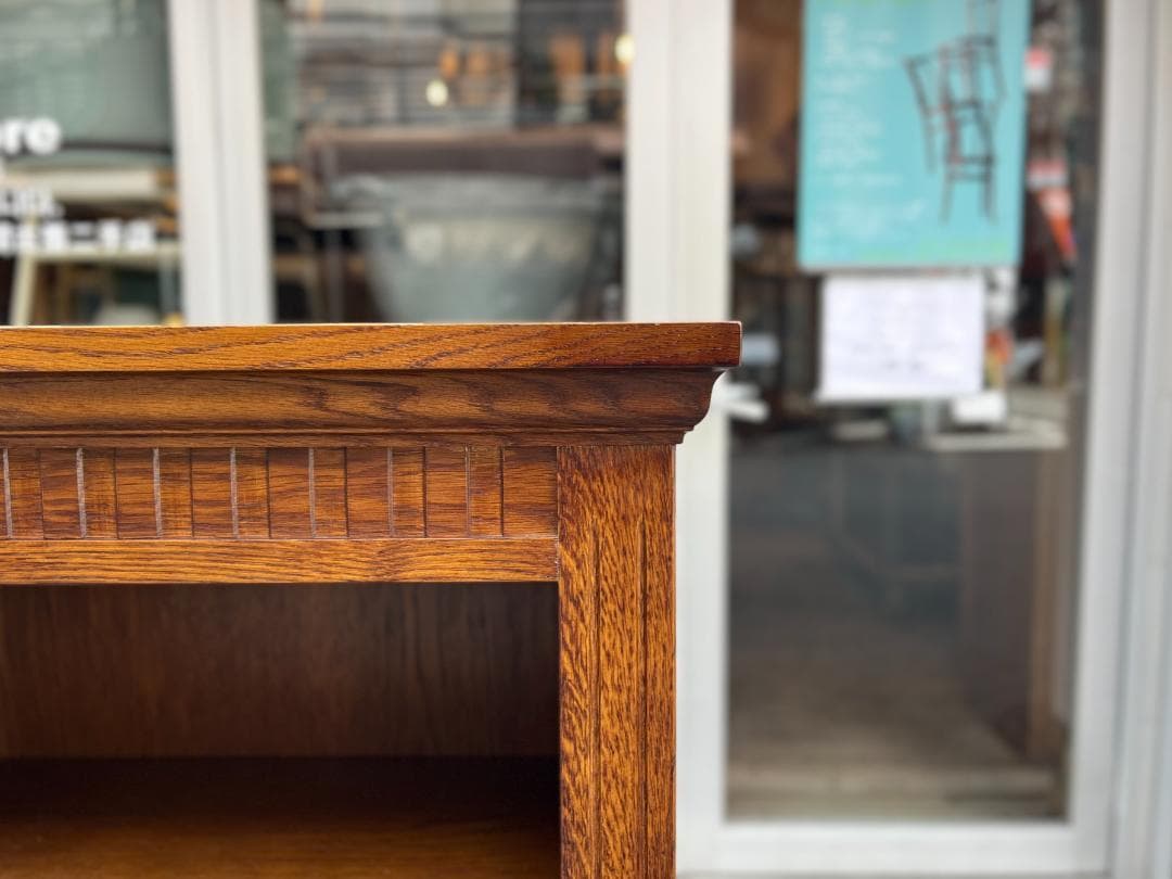 美品☆北海道／EZO・蝦夷民芸家具／チェスト・キャビネット・本棚／オーク材無垢