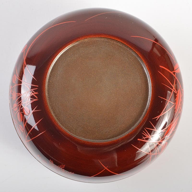 茶道具　漆塗　秋野蒔絵　内銀溜白粉解香合　在銘　共箱　D　R7406