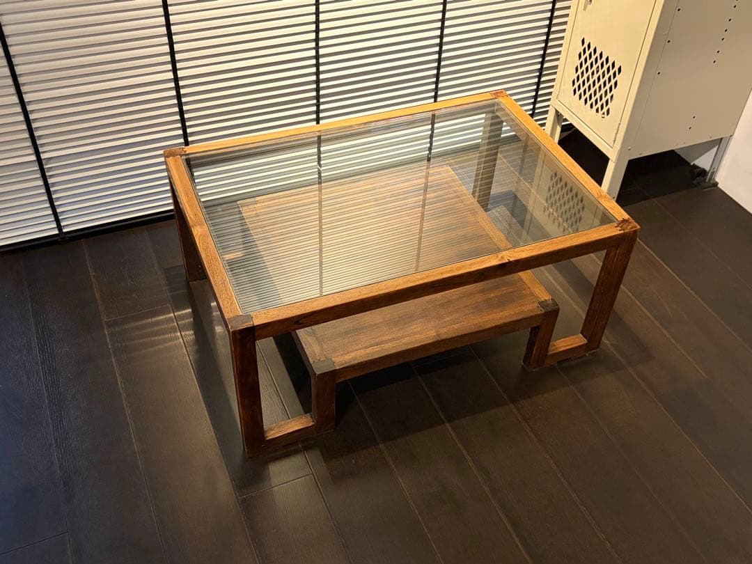 ＊3月初旬発送＊チークウッド無垢　ローテーブル