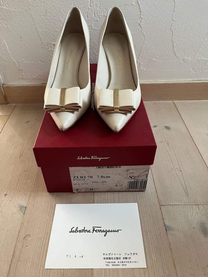 最終価格　Ferragamo フェラガモ　パンプス 24.5 リボン ヒール８D